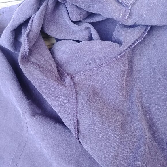 Vintage 75% silk 25% linen collar shell button down purple top blouse Medium - Picture 11 of 12